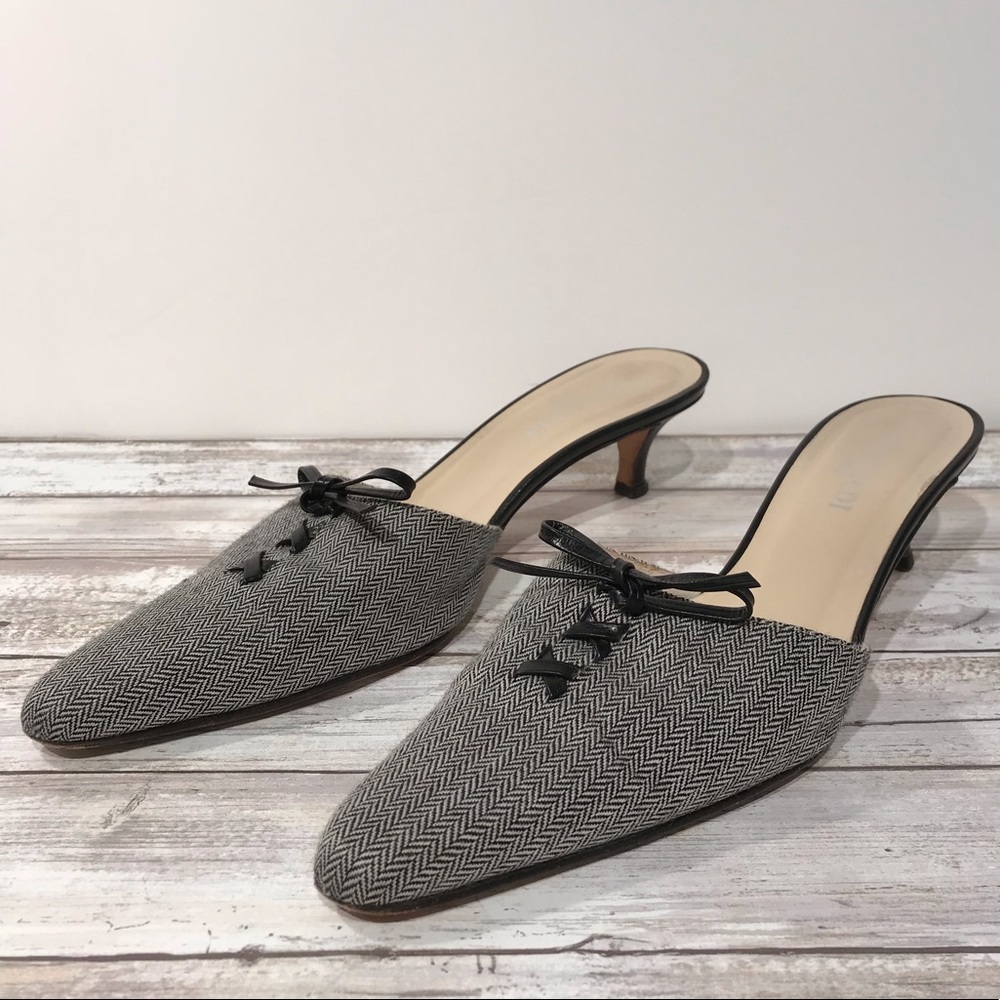 PANCALDI - Houndstooth & Leather Bows Mules - 38